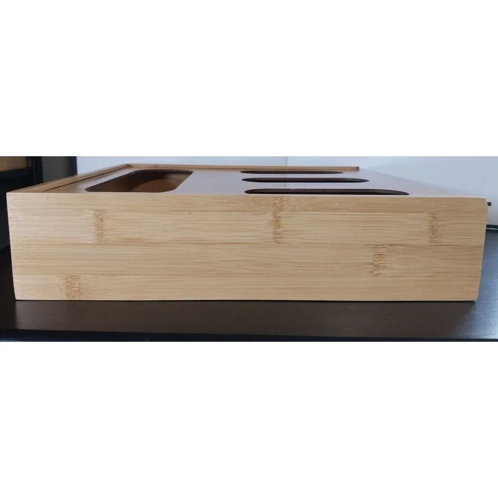 Bamboo Food Storage Bag Dispenser 4 Slot Gallon Quart Sandwich Snack Wall Mount